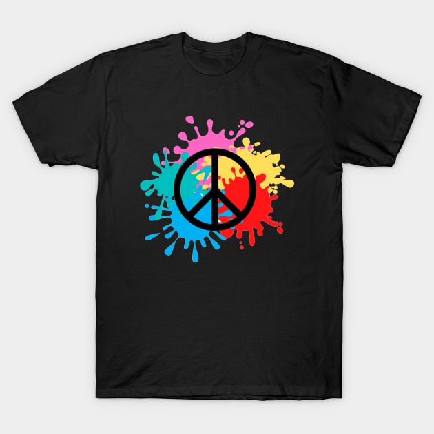 Colorful paintball shot peace symbol - Inspirational T-Shirt by shanesil